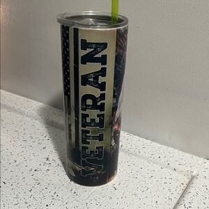 Veteran Tumbler with American Flag Design